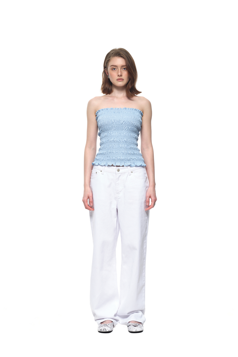 SMOCKED TUBE TOP (LIGHT BLUE)