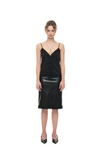LACE POINT LEATHER MIDI SKIRT (BLACK)