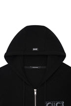 LEO HOTFIX WAFFLE ZIP-UP HOODIE (BLACK)