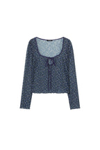 METALLIC FLORAL 02 KEYHOLE TIE TOP (NAVY) - 9