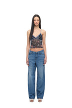 [Ships June 5] METALLIC FLORAL 03 LACE CAMI TOP (NAVY)