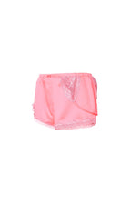ASYMMETRIC LACE TRIM SLIP SHORTS (PINK)