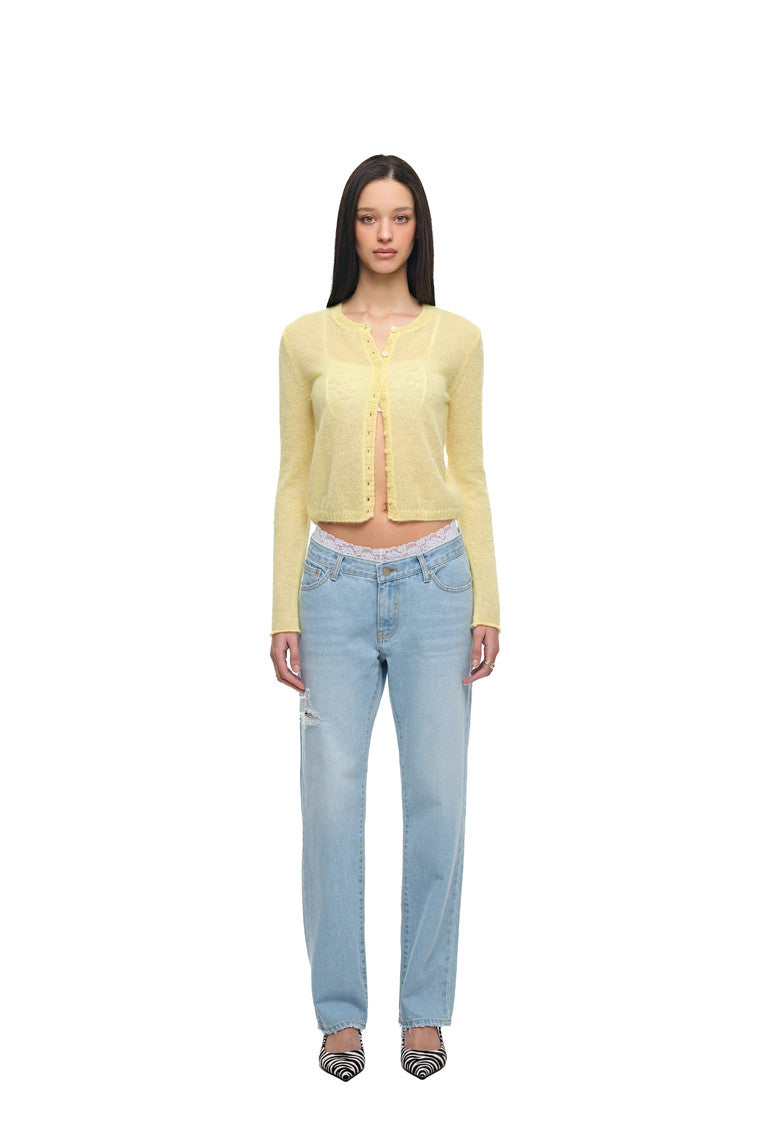 MOHAIR SLIM-FIT CARDIGAN (LEMON)