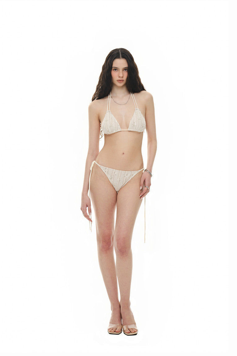 FLORAL BEADS BIKINI (CREAM)