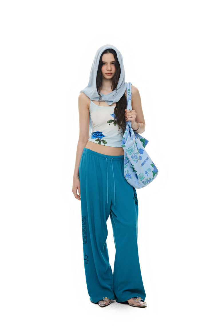 ROSE STENCIL TERRY BAG (BLUE)