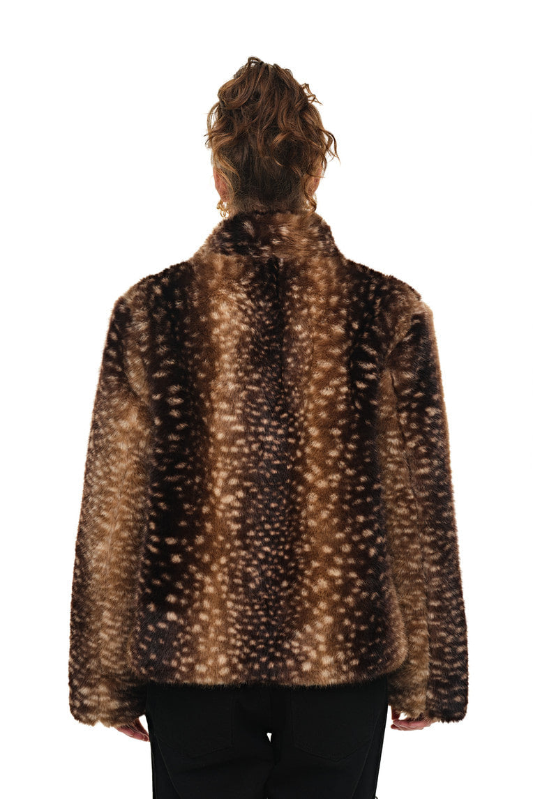 REGULAR FIT FUR JACKET (BAMBI BROWN) - 8