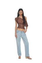 LACE BUTTON TOP (BROWN)