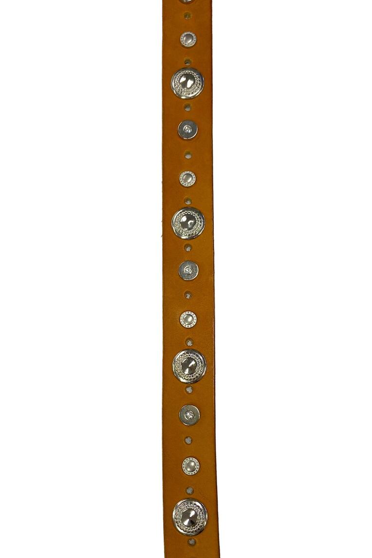 STUDDED LEATHER BELT (CAMEL)