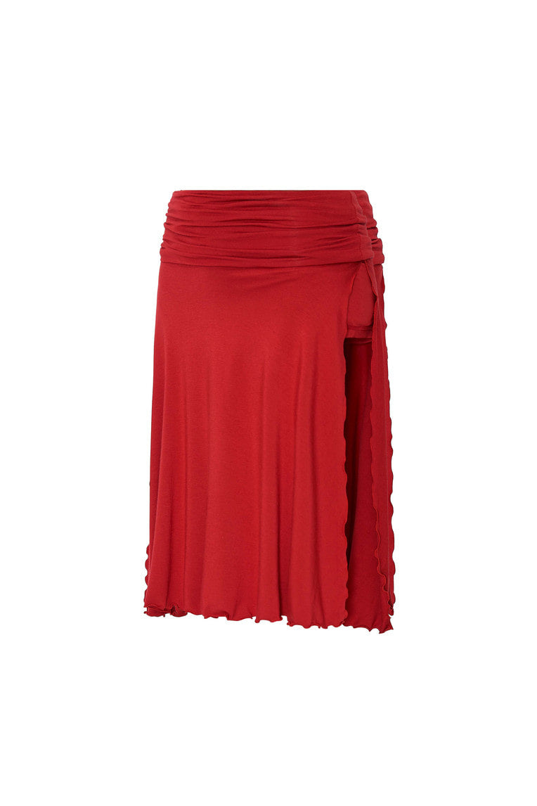 SLIT MIDI SKIRT PANTS (RED)