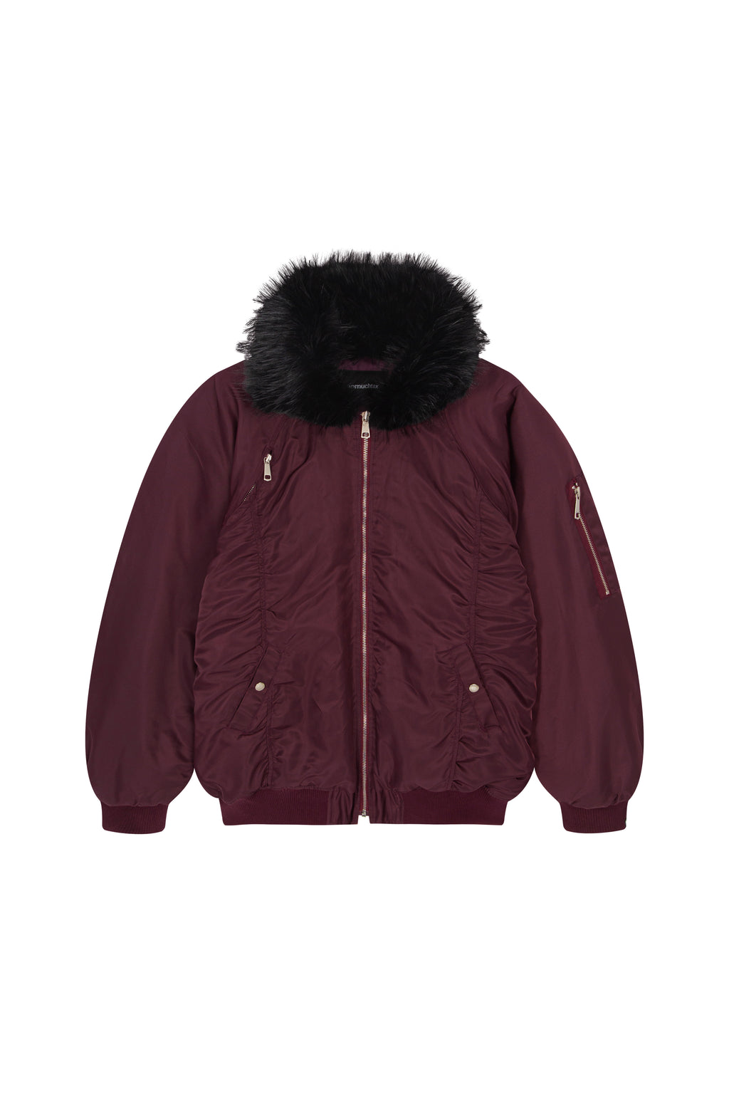 FAUX FUR 02 BOMBER JACKET (BURGUNDY) - 11