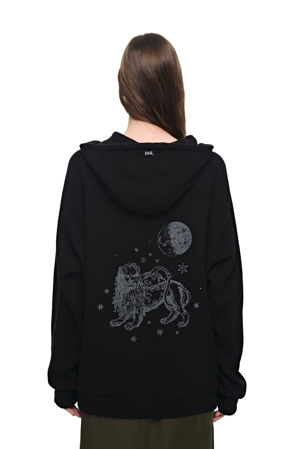 LEO HOTFIX WAFFLE ZIP-UP HOODIE (BLACK)