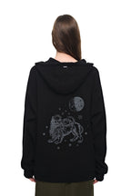 LEO HOTFIX WAFFLE ZIP-UP HOODIE (BLACK)
