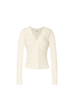 FRILL TRIM V-NECK CARDIGAN (IVORY)