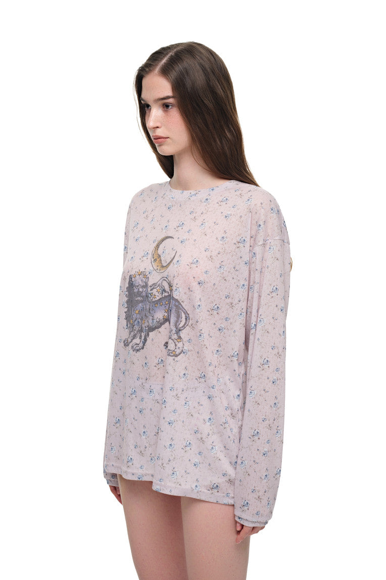 FLORAL POINTELLE LONG SLEEVE T-SHIRT (LIGHT PINK)