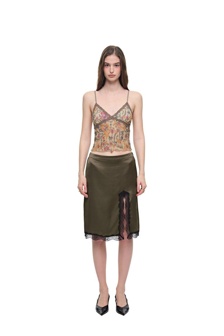 LACE MIDI SKIRT (KHAKI)