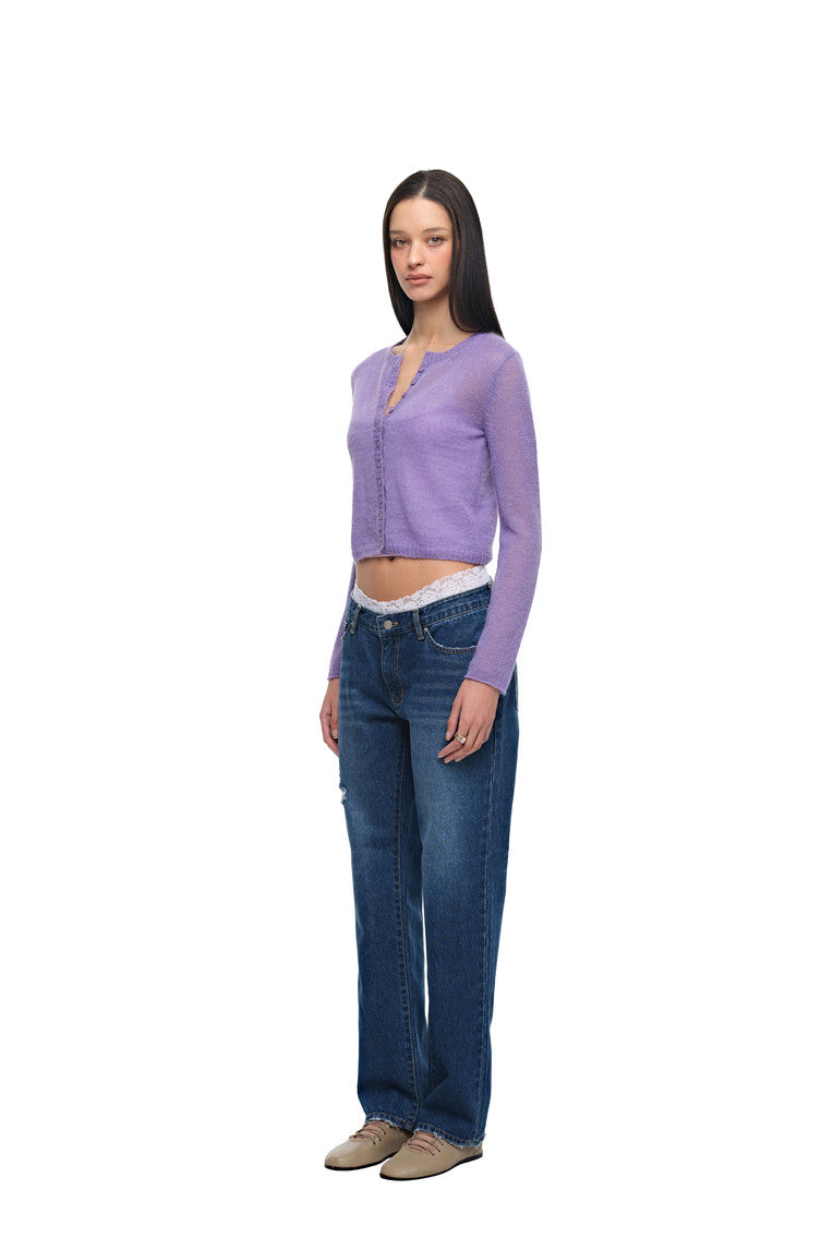 MOHAIR SLIM-FIT CARDIGAN (LAVENDER)