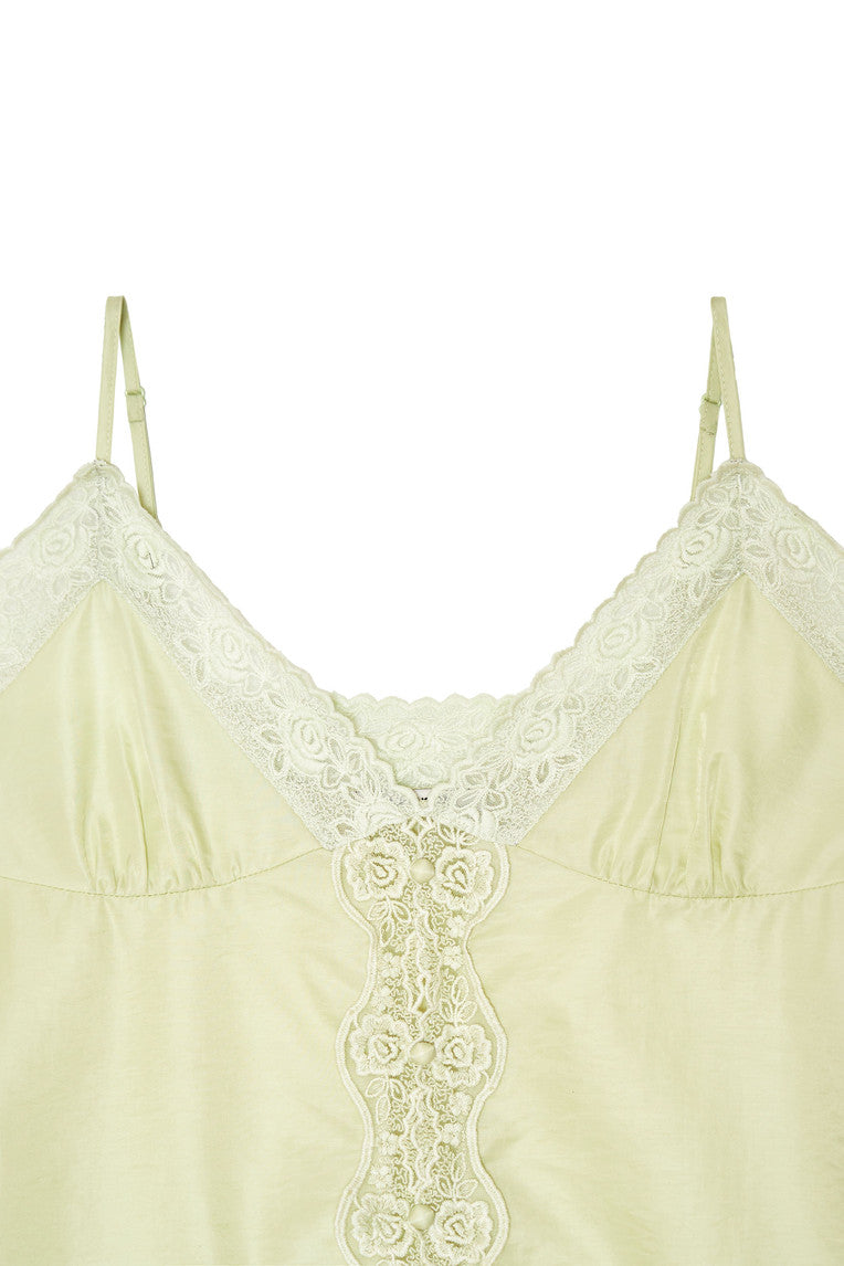 LACE SLIP SLEEVELESS TOP (LIGHT GREEN)