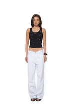 WATER DROP CRYSTAL SLEEVELESS TOP (BLACK)
