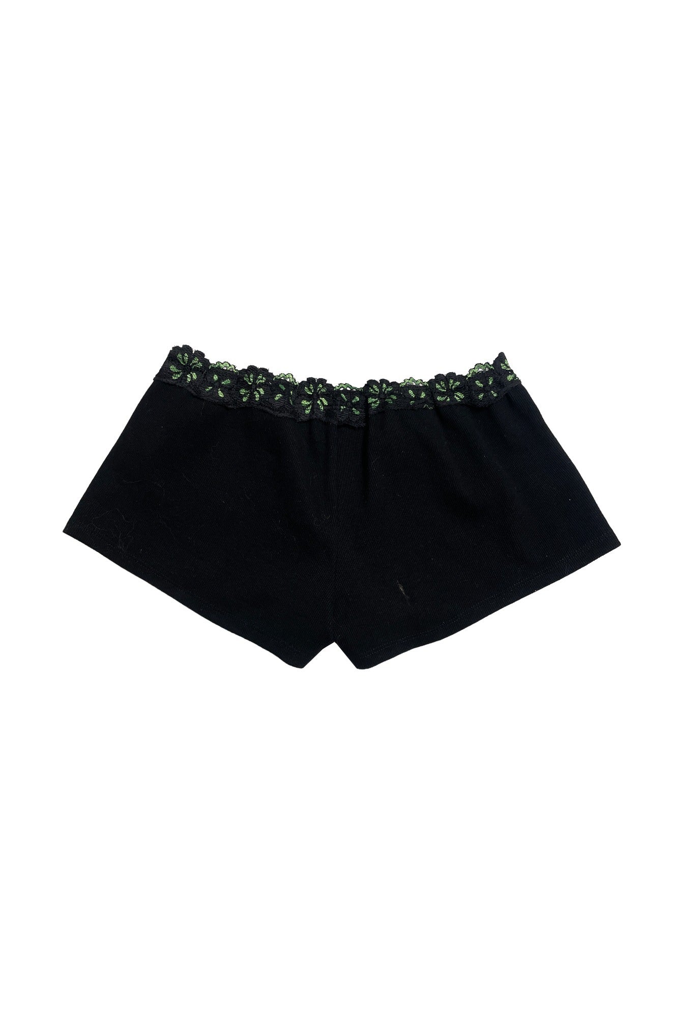 LACE RIBBED MICRO SHORTS (BLACK)