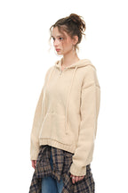HEAVY KNIT ZIP-UP HOODIE (BEIGE)