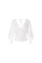 DEEP V-NECK SHIRRING TOP (WHITE)