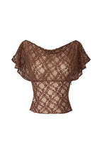 LACE BUTTON TOP (BROWN)