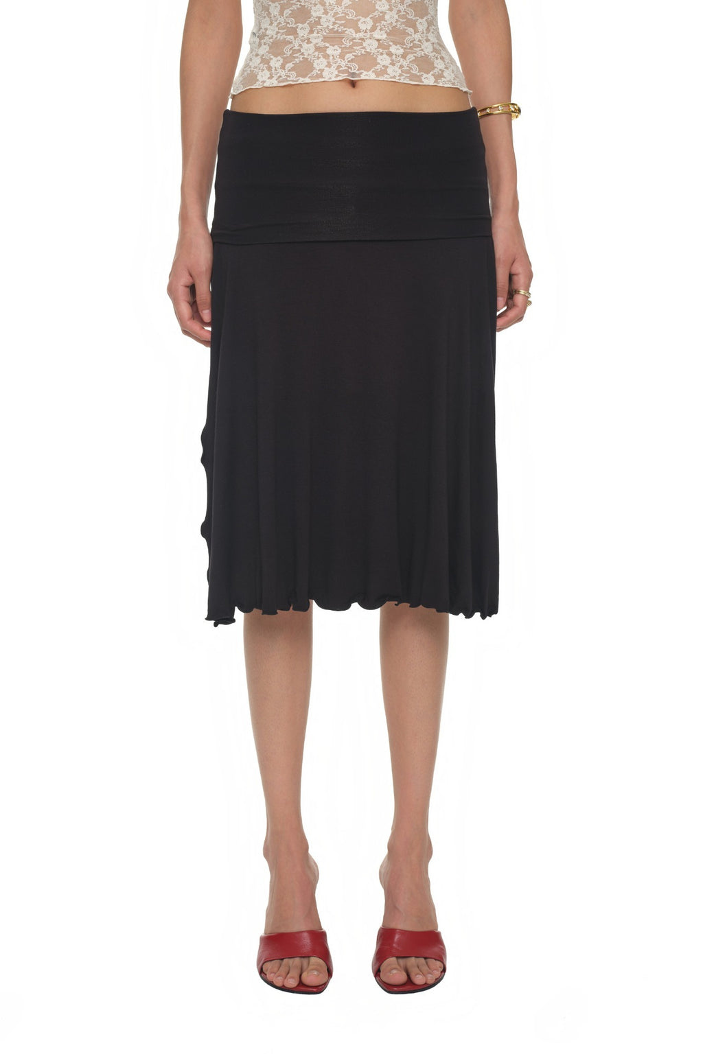 SLIT MIDI SKIRT PANTS (BLACK)