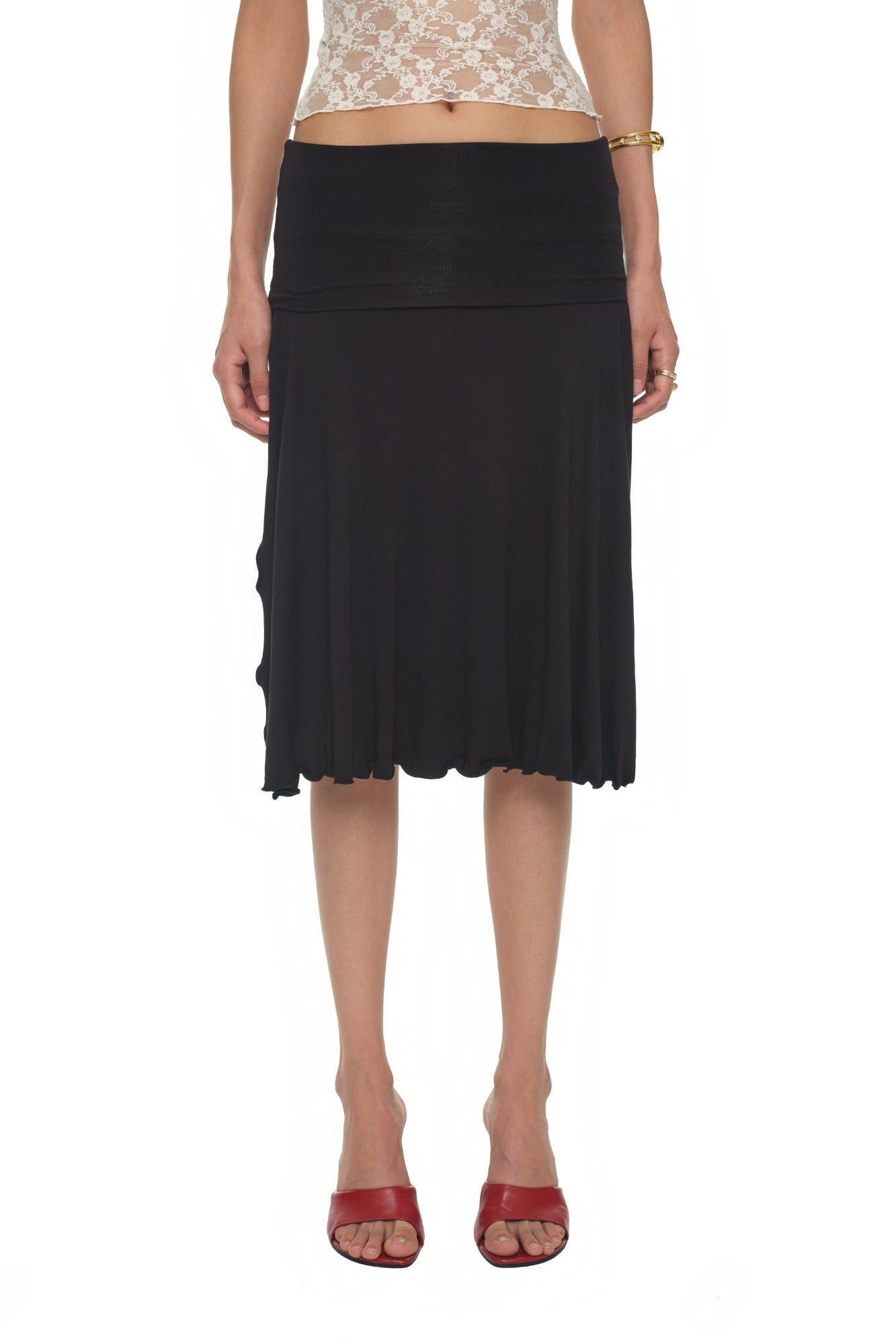 SLIT MIDI SKIRT PANTS (BLACK)