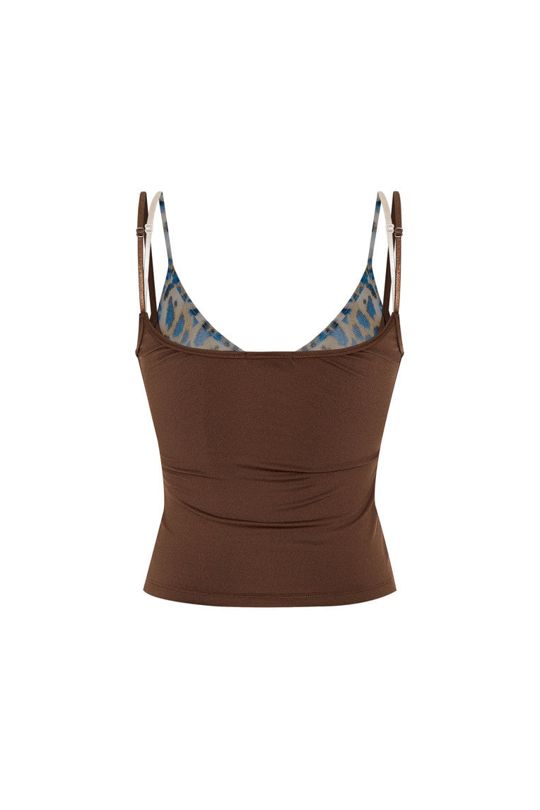 BRA-LAYERED SLEEVELESS TOP (LEOPARD/BROWN)