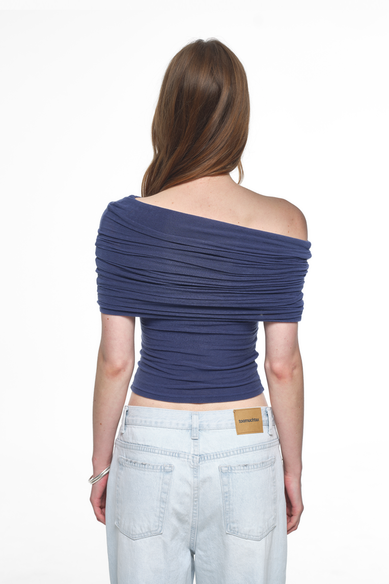 FOLDOVER OFF-SHOULDER TOP (BLUE)