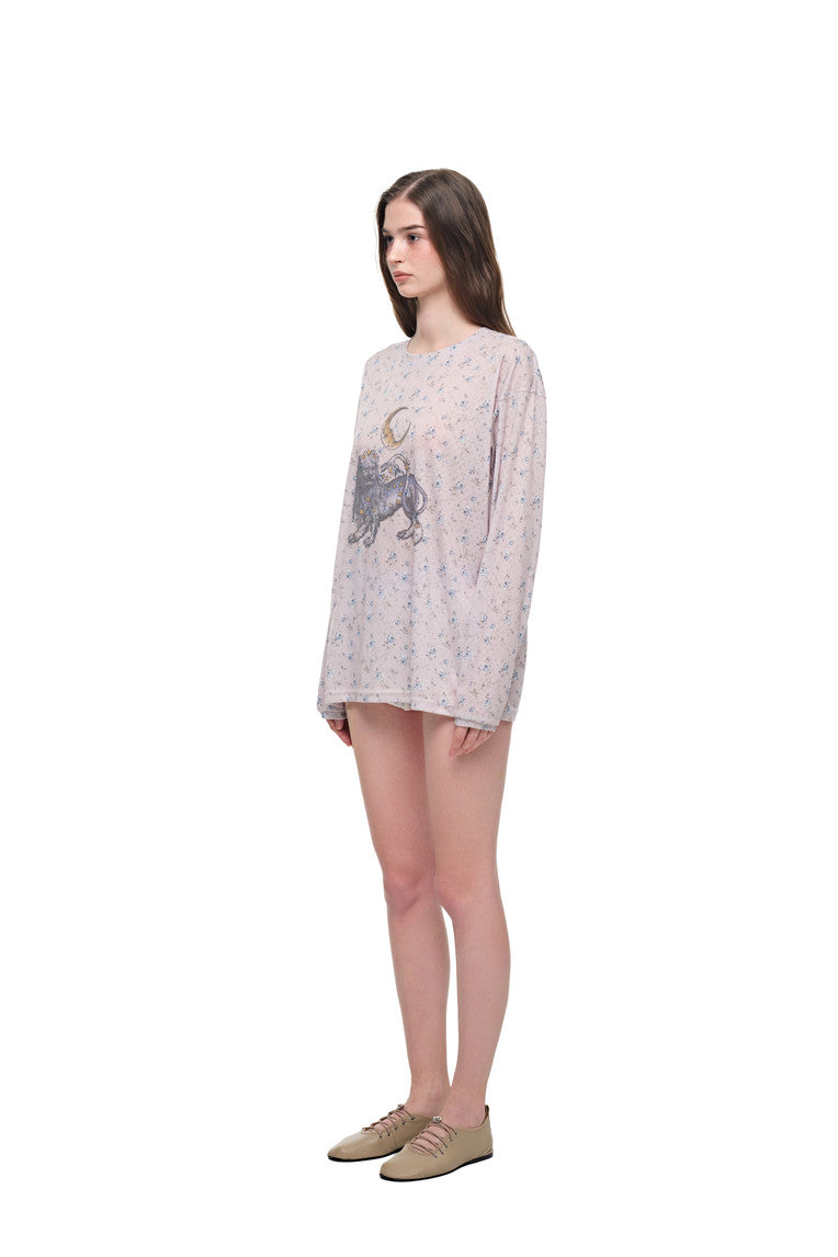 FLORAL POINTELLE LONG SLEEVE T-SHIRT (LIGHT PINK)