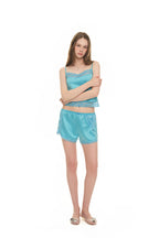 ASYMMETRIC LACE TRIM SLIP SHORTS (BLUE)