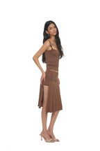 SLIT MIDI SKIRT PANTS (BROWN)