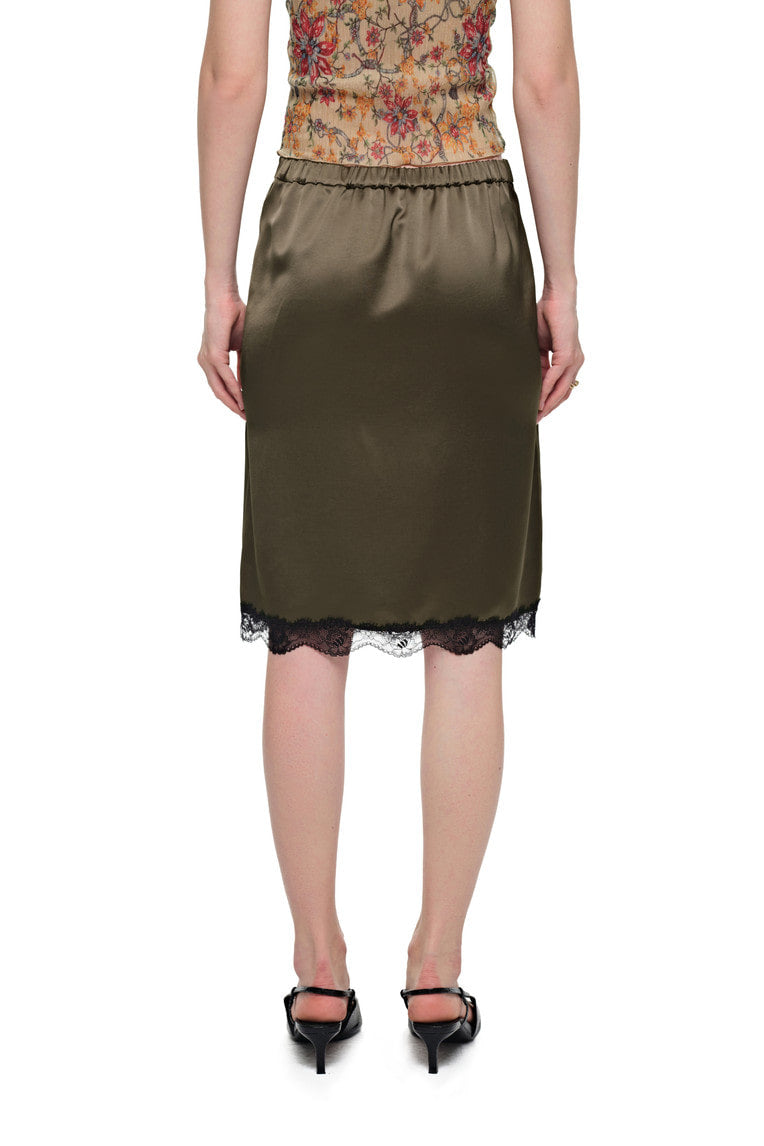 LACE MIDI SKIRT (KHAKI)