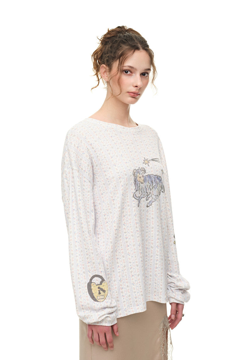 WALLPAPER POINTELLE LONG SLEEVE T-SHIRT (WHITE)