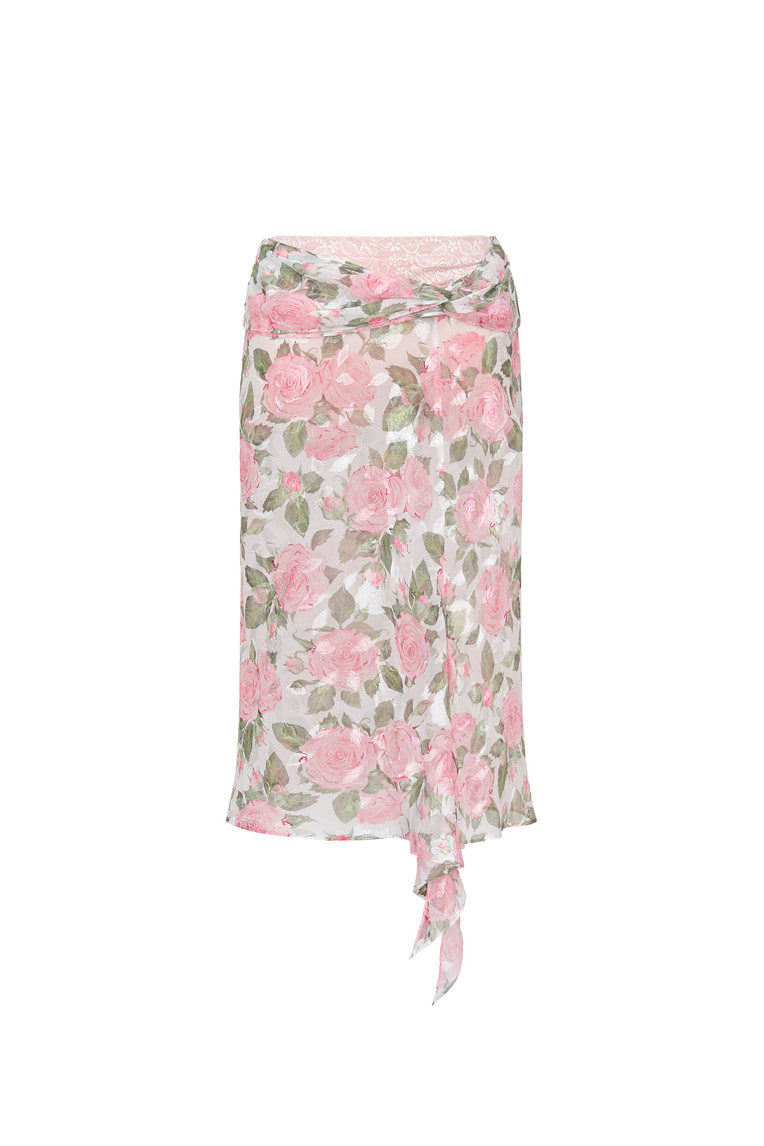 ROSE FLAIR MIDI SKIRT (PINK)