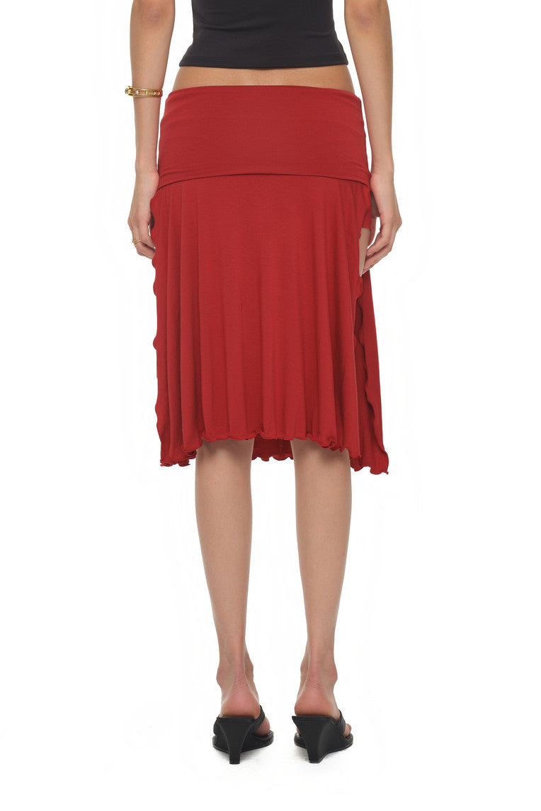 SLIT MIDI SKIRT PANTS (RED)