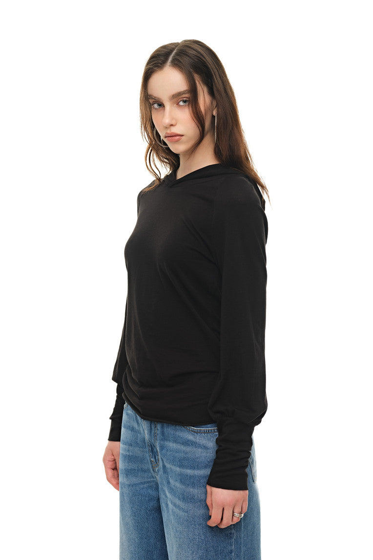 SHEER SLIM-FIT HOODIE (BLACK)