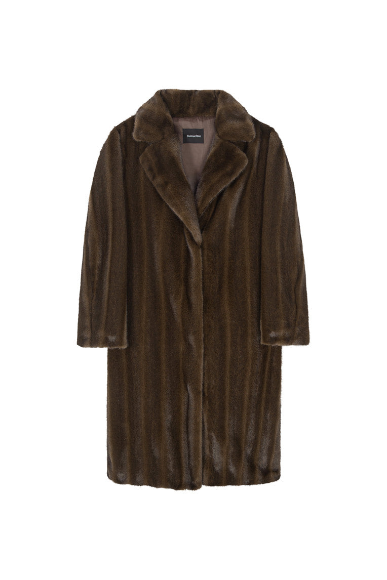 FAUX FUR LONG COAT (BROWN) - 9