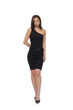 SMOCKED ONE SHOULDER TOP (BLACK)