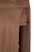 SLIT MIDI SKIRT PANTS (BROWN)