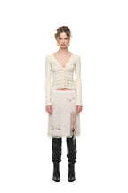 FRILL TRIM V-NECK CARDIGAN (IVORY)