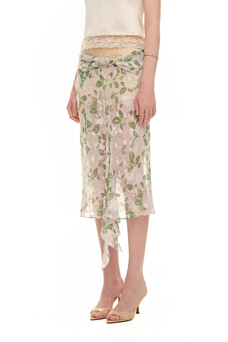 ROSE FLAIR MIDI SKIRT (WHITE)