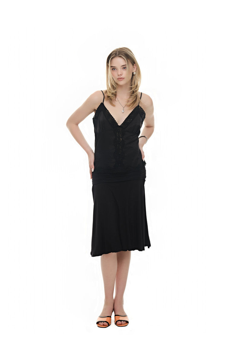 LACE SLIP SLEEVELESS TOP (BLACK)