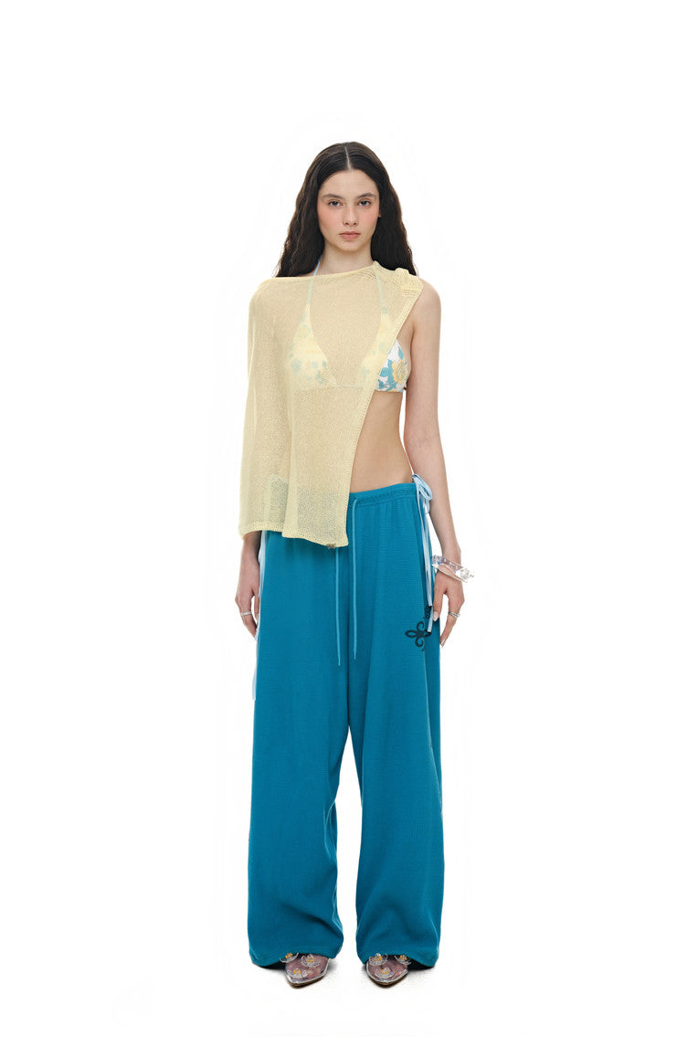 SHEER LINEN KNIT SHAWL (YELLOW)