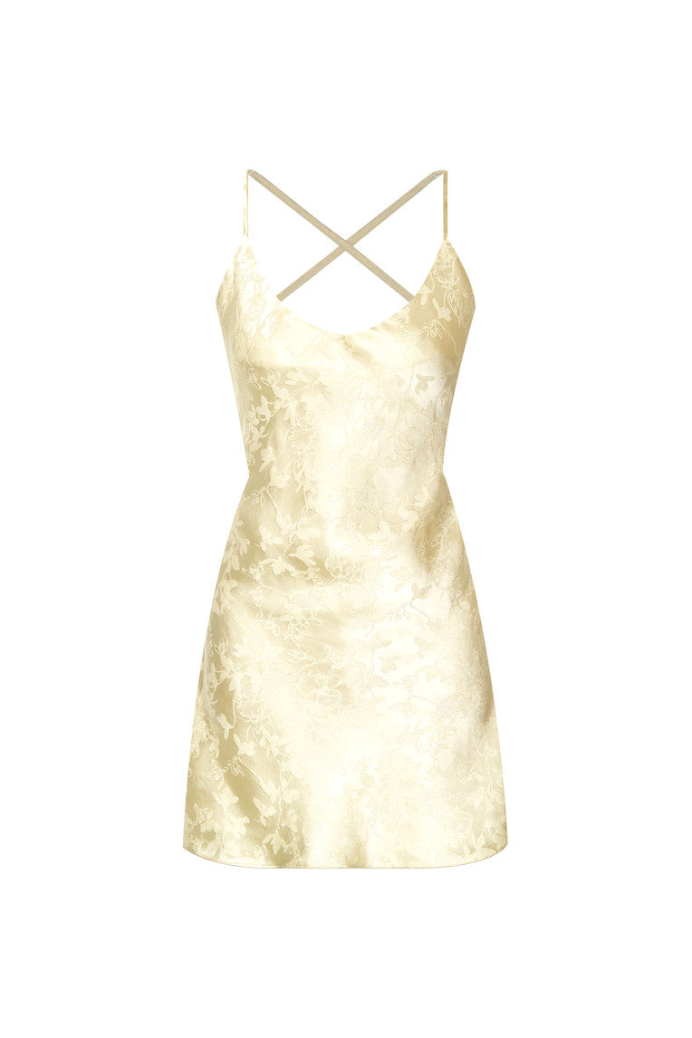 OPEN BACK MINI SLIP DRESS (LIME)