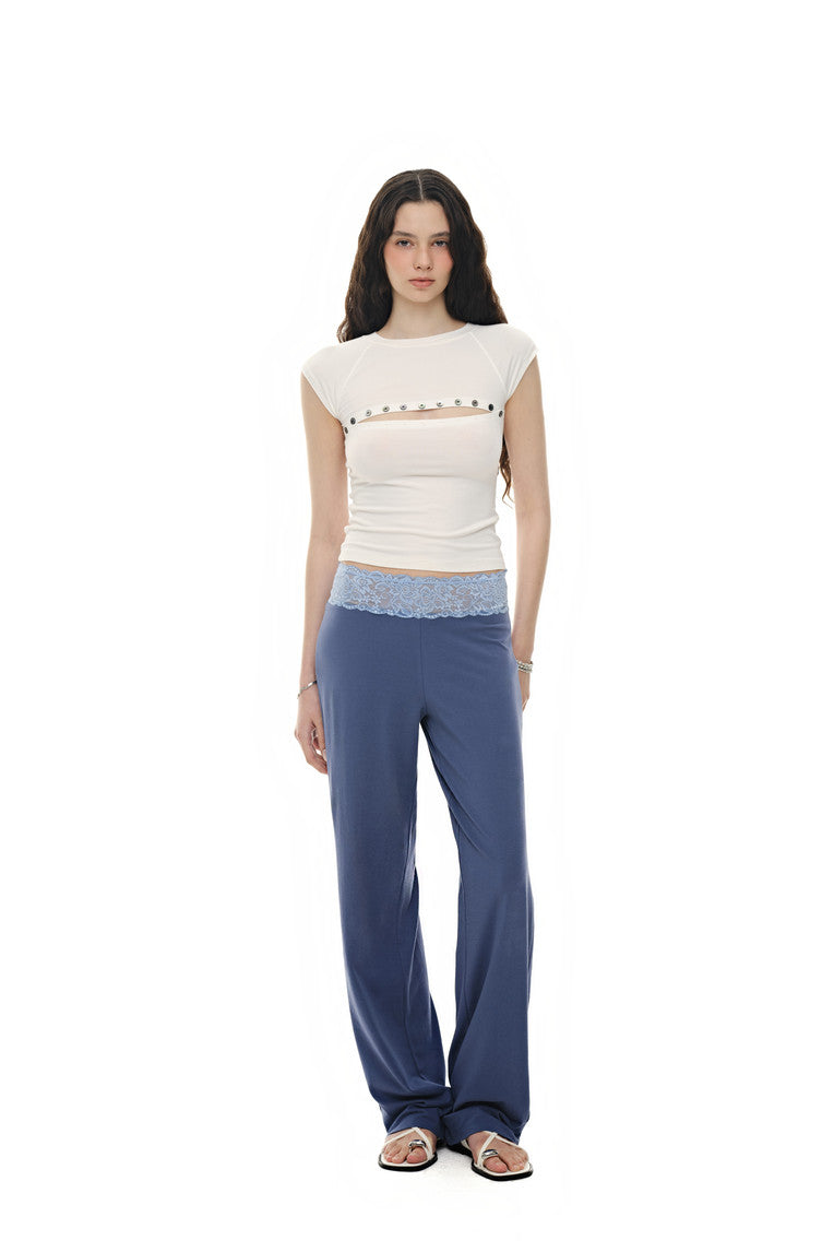 LACE POINT LOOSE-FIT PANTS (BLUE)