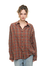 PLAID OVERSIZED SHIRT (BROWN)