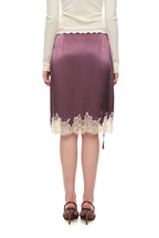 LACE TRIM GARTER MIDI SKIRT (PURPLE)
