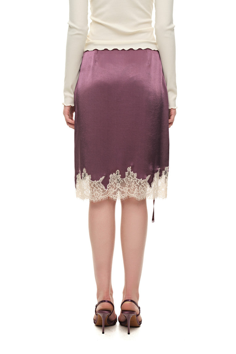 LACE TRIM GARTER MIDI SKIRT (PURPLE)